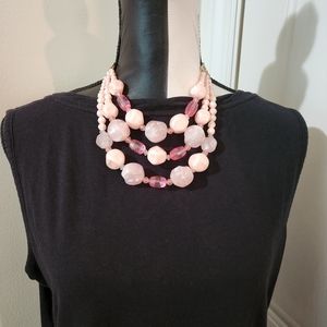 Vintage Emmons Frosty Pink and goldtone necklace